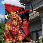 Gold Coast Suns Garden Flag Suns Muscular Mascot Graphic - Abstract Paint Splatter Art