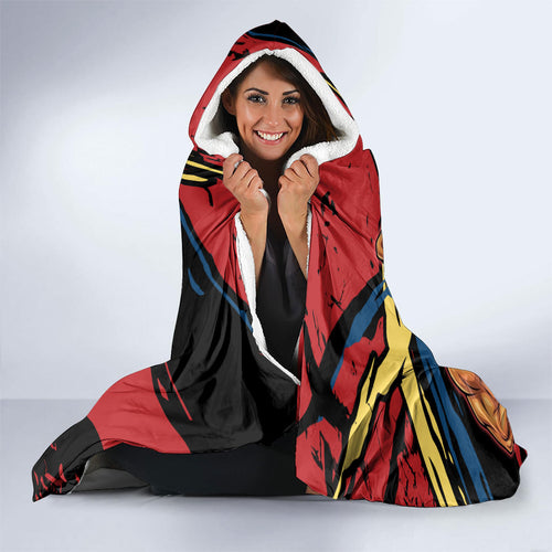 Gold Coast Suns Hooded Blanket Suns Muscular Mascot Graphic - Abstract Paint Splatter Art