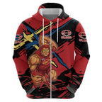 Gold Coast Suns Hoodie Suns Muscular Mascot Graphic - Abstract Paint Splatter Art