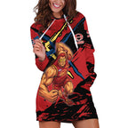 Gold Coast Suns Hoodie Dress Suns Muscular Mascot Graphic - Abstract Paint Splatter Art