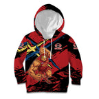 Gold Coast Suns Kid Hoodie Suns Muscular Mascot Graphic - Abstract Paint Splatter Art
