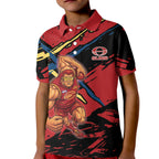 Gold Coast Suns Kid Polo Shirt Suns Muscular Mascot Graphic - Abstract Paint Splatter Art