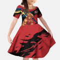Gold Coast Suns Kid Short Sleeve Dress Suns Muscular Mascot Graphic - Abstract Paint Splatter Art