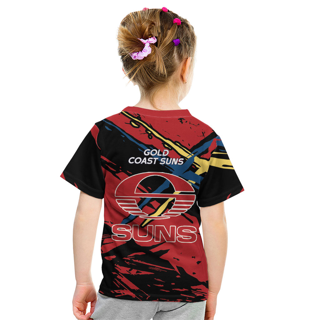 Gold Coast Suns Kid T Shirt Suns Muscular Mascot Graphic - Abstract Paint Splatter Art