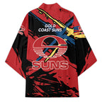 Gold Coast Suns Kimono Suns Muscular Mascot Graphic - Abstract Paint Splatter Art