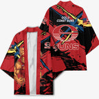 Gold Coast Suns Kimono Suns Muscular Mascot Graphic - Abstract Paint Splatter Art