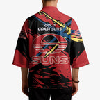 Gold Coast Suns Kimono Suns Muscular Mascot Graphic - Abstract Paint Splatter Art