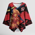 Gold Coast Suns Kimono Sleeve Blouse Suns Muscular Mascot Graphic - Abstract Paint Splatter Art