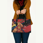 Gold Coast Suns Leather Bag Suns Muscular Mascot Graphic - Abstract Paint Splatter Art