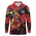 Gold Coast Suns Long Sleeve Polo Shirt Suns Muscular Mascot Graphic - Abstract Paint Splatter Art