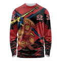 Gold Coast Suns Long Sleeve Shirt Suns Muscular Mascot Graphic - Abstract Paint Splatter Art