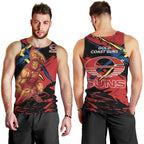 Gold Coast Suns Men Tank Top Suns Muscular Mascot Graphic - Abstract Paint Splatter Art