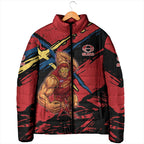 Gold Coast Suns Padded Jacket Suns Muscular Mascot Graphic - Abstract Paint Splatter Art