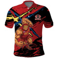 Gold Coast Suns Polo Shirt Suns Muscular Mascot Graphic - Abstract Paint Splatter Art