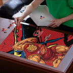 Gold Coast Suns Puzzle Suns Muscular Mascot Graphic - Abstract Paint Splatter Art