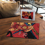 Gold Coast Suns Puzzle Suns Muscular Mascot Graphic - Abstract Paint Splatter Art