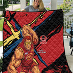 Gold Coast Suns Quilt Suns Muscular Mascot Graphic - Abstract Paint Splatter Art