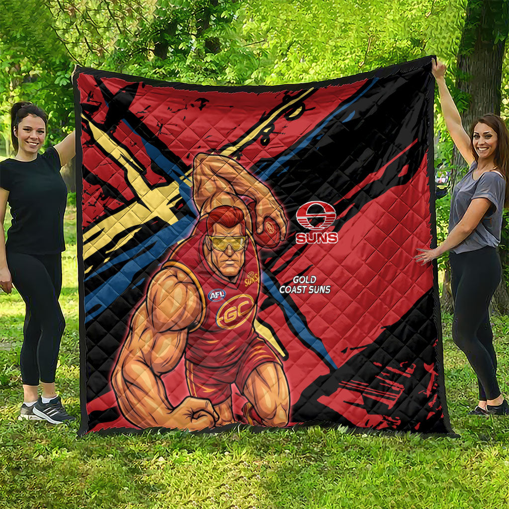 Gold Coast Suns Quilt Suns Muscular Mascot Graphic - Abstract Paint Splatter Art
