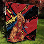 Gold Coast Suns Quilt Suns Muscular Mascot Graphic - Abstract Paint Splatter Art