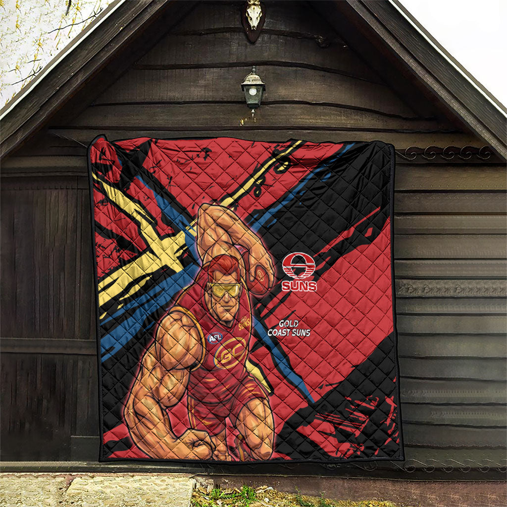 Gold Coast Suns Quilt Suns Muscular Mascot Graphic - Abstract Paint Splatter Art