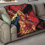 Gold Coast Suns Quilt Suns Muscular Mascot Graphic - Abstract Paint Splatter Art