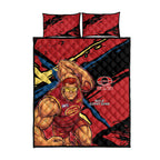 Gold Coast Suns Quilt Bed Set Suns Muscular Mascot Graphic - Abstract Paint Splatter Art