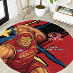 Gold Coast Suns Round Carpet Suns Muscular Mascot Graphic - Abstract Paint Splatter Art