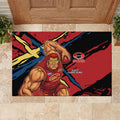 Gold Coast Suns Rubber Doormat Suns Muscular Mascot Graphic - Abstract Paint Splatter Art
