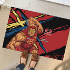 Gold Coast Suns Rubber Doormat Suns Muscular Mascot Graphic - Abstract Paint Splatter Art