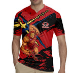 Gold Coast Suns Rugby Jersey Suns Muscular Mascot Graphic - Abstract Paint Splatter Art