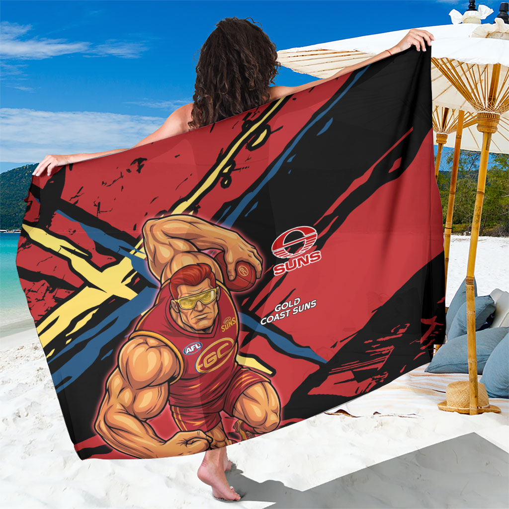 Gold Coast Suns Sarong Suns Muscular Mascot Graphic - Abstract Paint Splatter Art