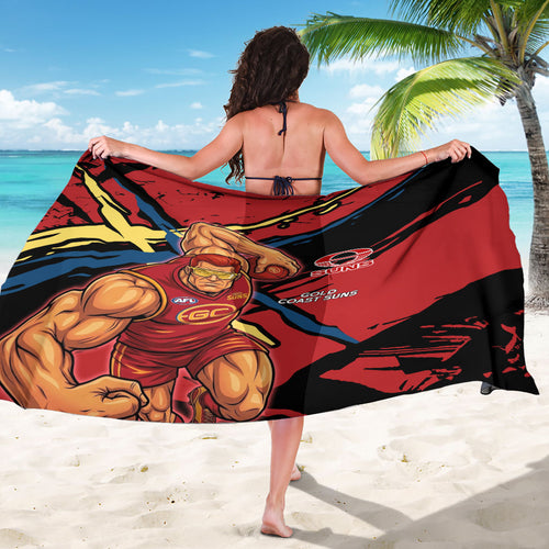 Gold Coast Suns Sarong Suns Muscular Mascot Graphic - Abstract Paint Splatter Art