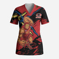 Gold Coast Suns Scrub Top Suns Muscular Mascot Graphic - Abstract Paint Splatter Art