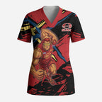 Gold Coast Suns Scrub Top Suns Muscular Mascot Graphic - Abstract Paint Splatter Art