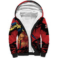 Gold Coast Suns Sherpa Hoodie Suns Muscular Mascot Graphic - Abstract Paint Splatter Art