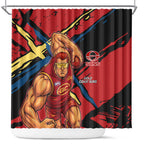 Gold Coast Suns Shower Curtain Suns Muscular Mascot Graphic - Abstract Paint Splatter Art