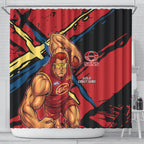 Gold Coast Suns Shower Curtain Suns Muscular Mascot Graphic - Abstract Paint Splatter Art
