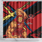 Gold Coast Suns Shower Curtain Suns Muscular Mascot Graphic - Abstract Paint Splatter Art