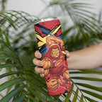 Gold Coast Suns Skinny Tumbler Suns Muscular Mascot Graphic - Abstract Paint Splatter Art