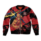 Gold Coast Suns Sleeve Zip Bomber Jacket Suns Muscular Mascot Graphic - Abstract Paint Splatter Art