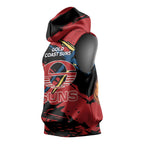 Gold Coast Suns Sleeveless Hoodie Suns Muscular Mascot Graphic - Abstract Paint Splatter Art