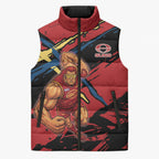Gold Coast Suns Sleeveless Puffer Jacket Suns Muscular Mascot Graphic - Abstract Paint Splatter Art
