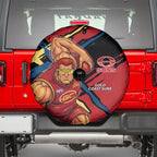 Gold Coast Suns Spare Tire Cover Suns Muscular Mascot Graphic - Abstract Paint Splatter Art