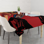 Gold Coast Suns Tablecloth Suns Muscular Mascot Graphic - Abstract Paint Splatter Art