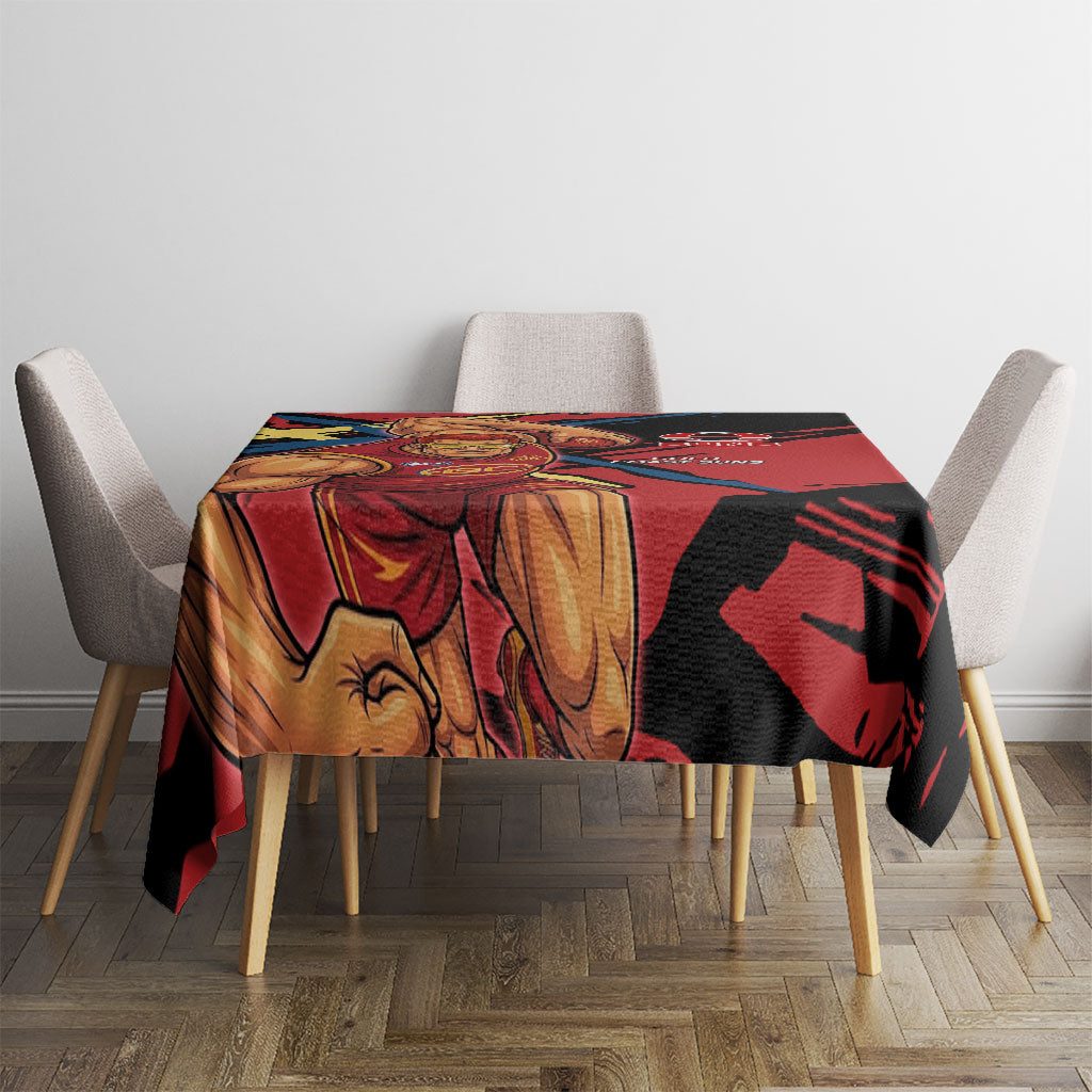 Gold Coast Suns Tablecloth Suns Muscular Mascot Graphic - Abstract Paint Splatter Art