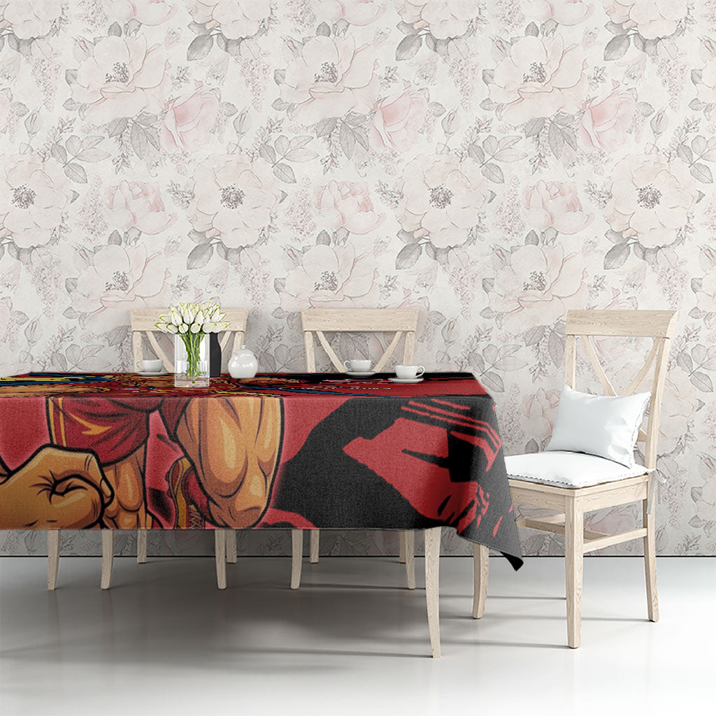 Gold Coast Suns Tablecloth Suns Muscular Mascot Graphic - Abstract Paint Splatter Art