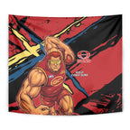 Gold Coast Suns Tapestry Suns Muscular Mascot Graphic - Abstract Paint Splatter Art