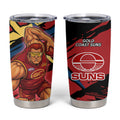 Gold Coast Suns Tumbler Cup Suns Muscular Mascot Graphic - Abstract Paint Splatter Art
