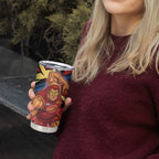 Gold Coast Suns Tumbler Cup Suns Muscular Mascot Graphic - Abstract Paint Splatter Art