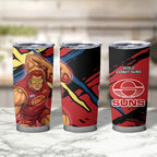 Gold Coast Suns Tumbler Cup Suns Muscular Mascot Graphic - Abstract Paint Splatter Art